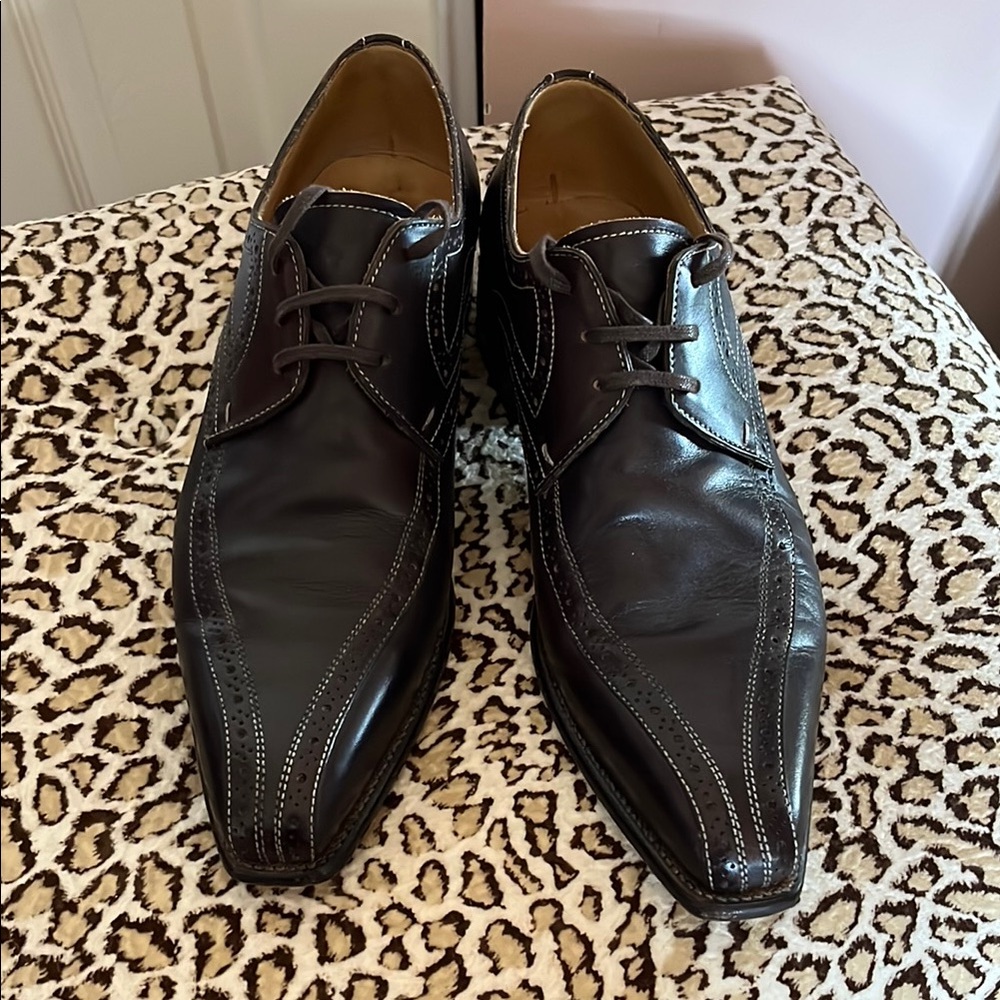 Men's dark brown Leather Dress Shoes Canali